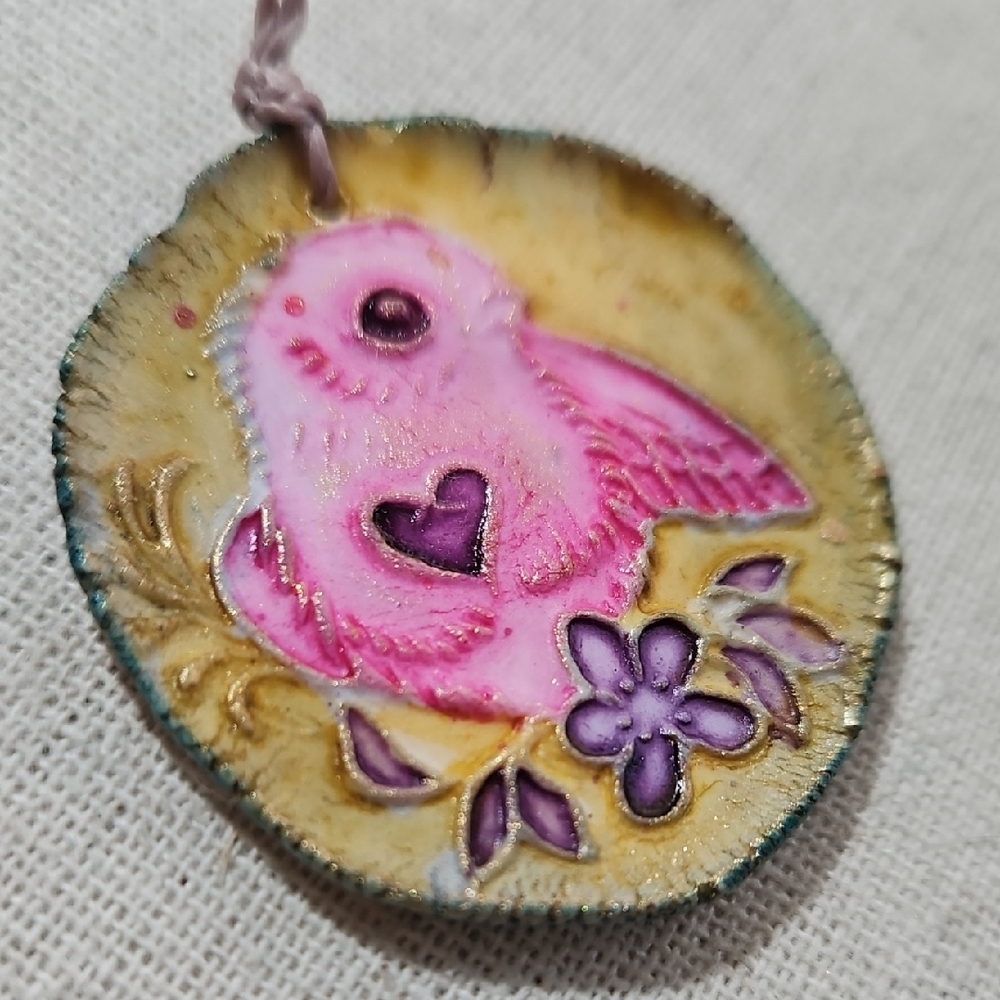 Porcelain Crafted Sweet Lovebird Charm Focal Pendant